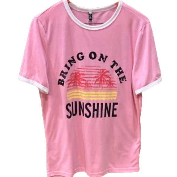 (Buy 3 for $25)YEXIPO Pink Bring On The Sunshine T-shirt Top Sz S NWOT - Picture 1 of 8